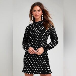 Lulu's Black and White Long Sleeve Dress